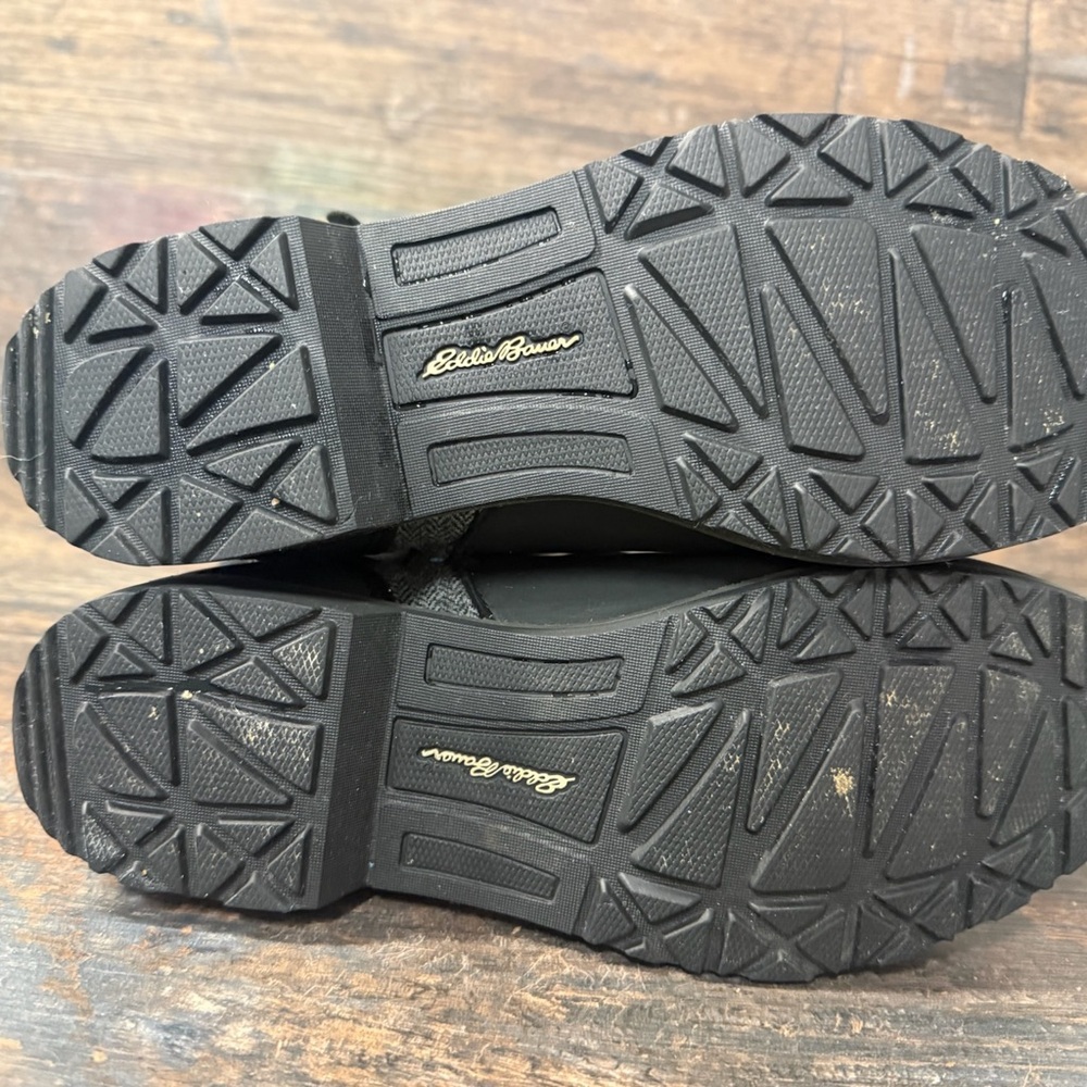 Eddie Bauer Black and Gray Heeled Boots with Cozy Knit Upper - Picture 3 of 6